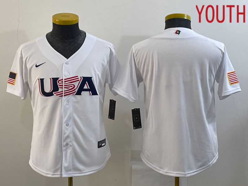 Youth 2023 World Cub USA Blank White Nike MLB Jersey3->youth mlb jersey->Youth Jersey